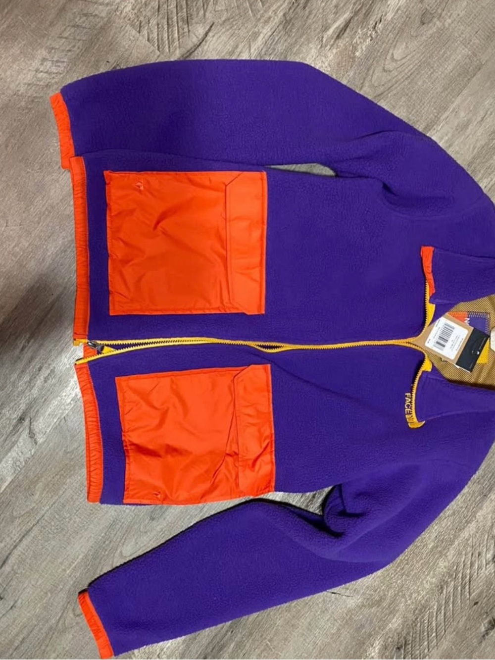 Purple Fleece Jacket with Orange Pockets